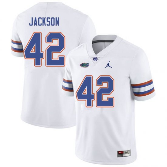 Men's Florida Gators #42 Jaylin Jackson NCAA Jordan Brand White Authentic Stitched College Football Jersey ONJ0562VZ